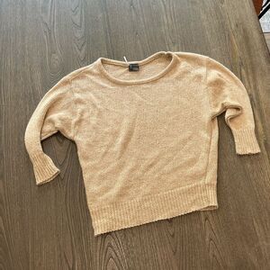 Sparkle and Fade Beige Knit Sweater Bateau Neck Size S